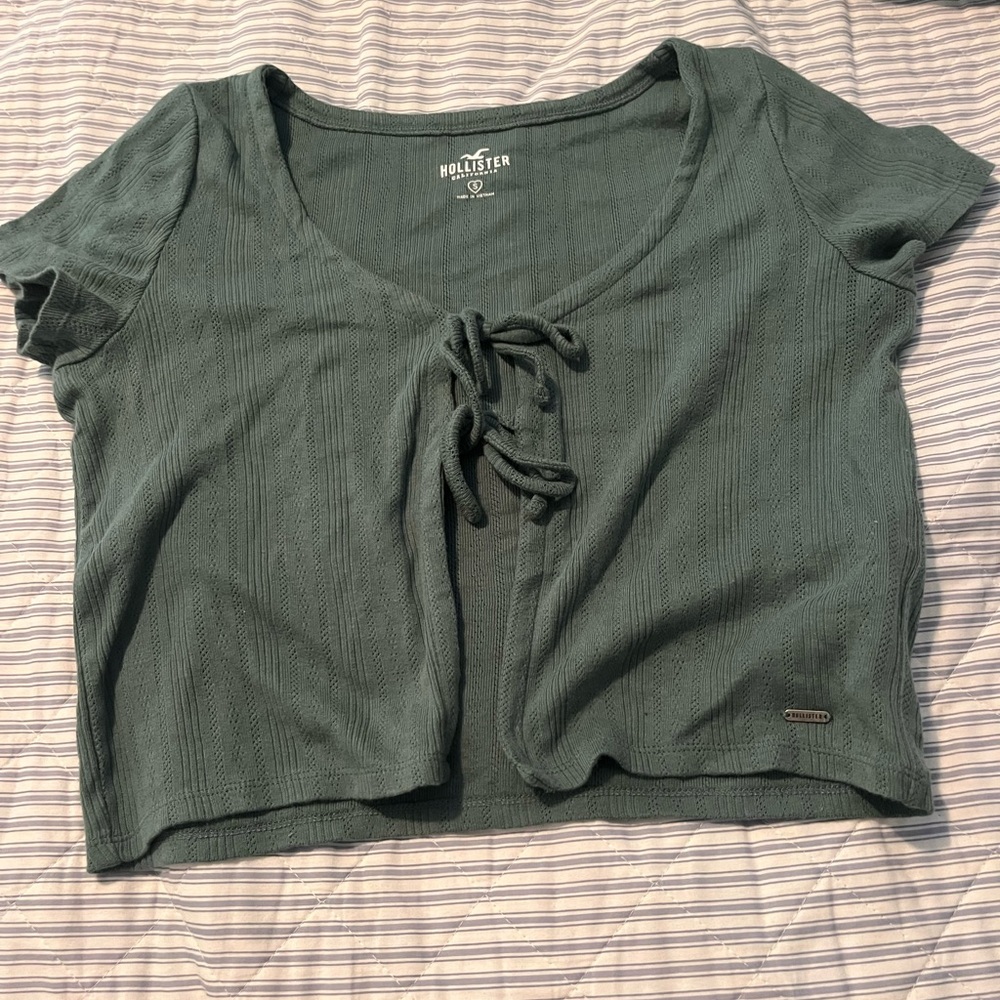 Hollister Green Tie Front Top